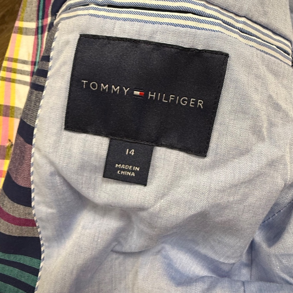 Tommy Hilfiger Boy's Plaid Blazer Size 14, Two Button, Long Sleeve, Lined Preppy - Picture 13 of 16